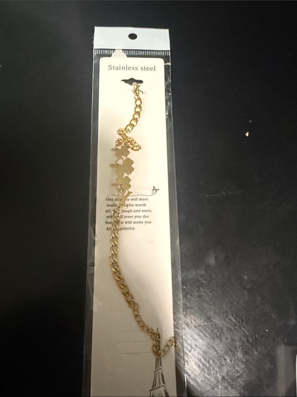 Stainless Steel Gold Clover Chain Bracelet
